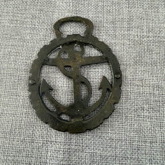 Antique Horse Brass - Nautical Anchor Naval Motif - Picture 2 of 3